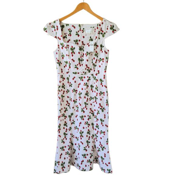 Anthropologie Cecily White Midi Dress with Strawberry Print - Picture 12 of 12